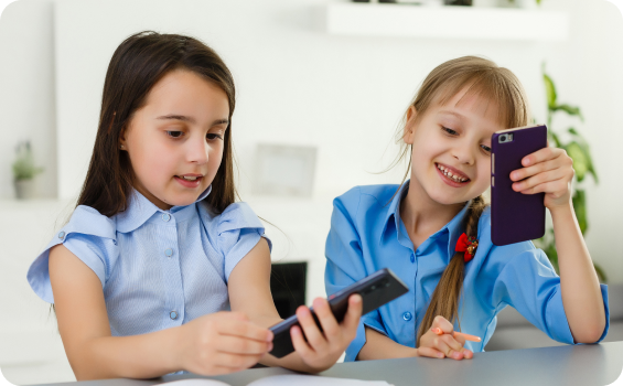 Students using mobile devices