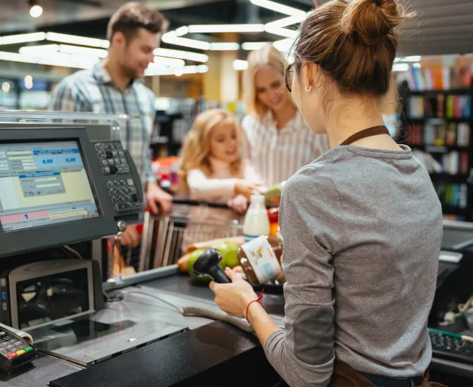 Customers paying their bills through a RetailTech software.